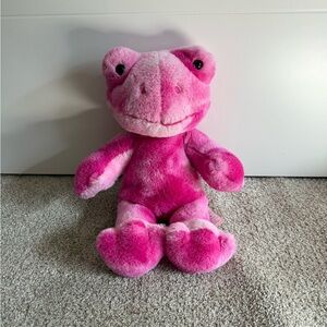 RARE Build A Bear Workshop Pink TOADally Tie Dye Frog Plush 16”